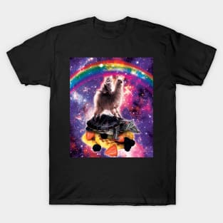 Space Cat Llama Turtle Riding Waffles T-Shirt